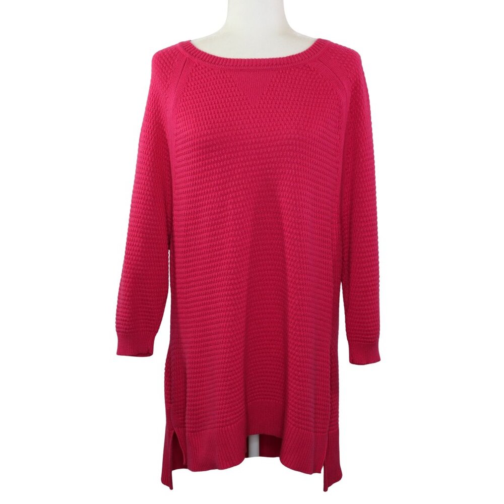 Lane Bryant Pink Pullover Tunic Sweater Back Buttons